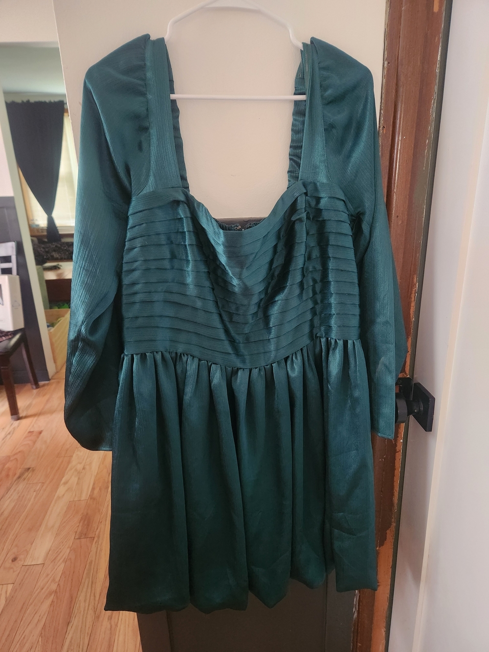 Abercrombie & Fitch Emerson Teal Green Pleated Satin Dress